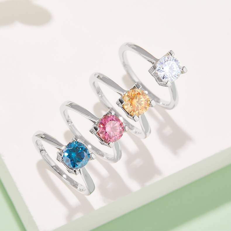 直臂V镶HWLetter字母S925银镀白金MoissaniteWomen's Ring1ctD级
